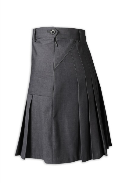CH195 design grey pleated skirt for women's wear  supply invisible zipper pleated skirt  pleated skirt hk center side view